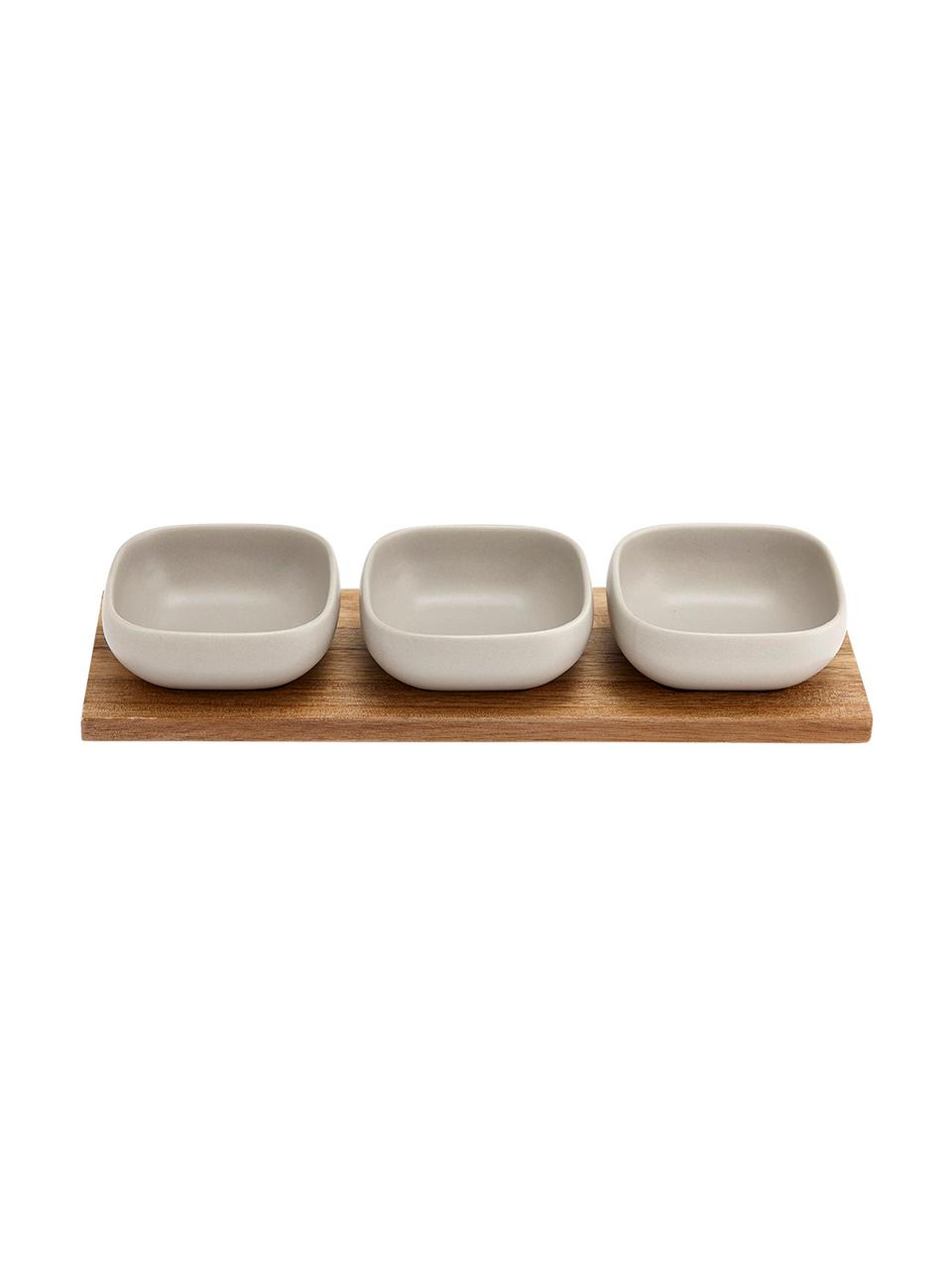 Set apéritif en porcelaine et bois d'acacia Artisan, 4 élém