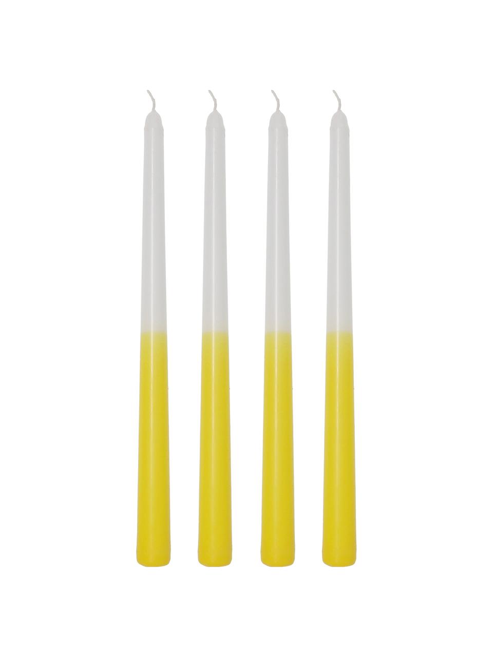 Candela bastone color giallo/bianco Dubli 4 pz, Cera, Giallo, bianco, Ø 2 x Alt. 31 cm