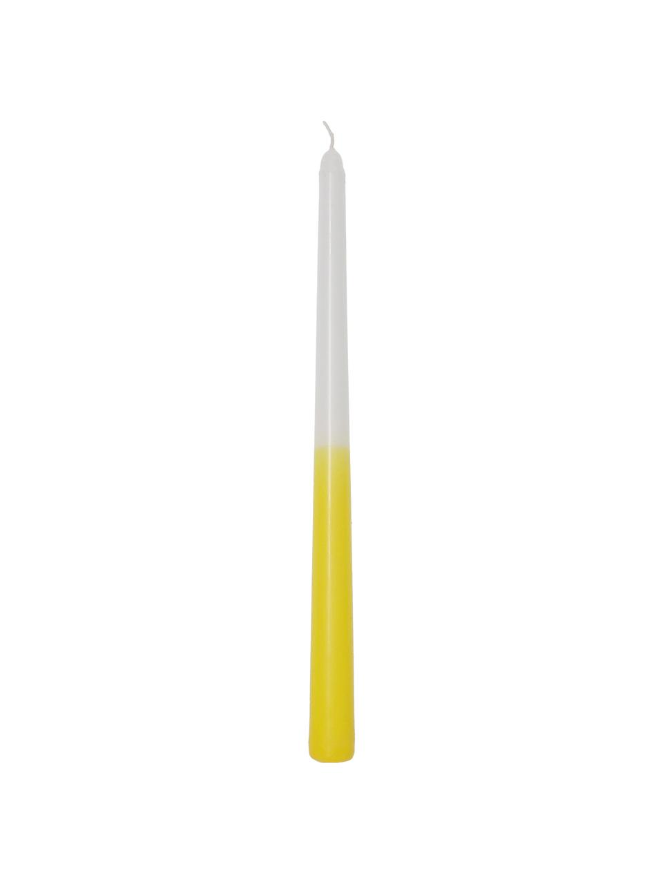 Stabkerzen Dubli in Gelb/Weiß, 4 Stück, Wachs, Gelb, Weiß, Ø 2 x H 31 cm
