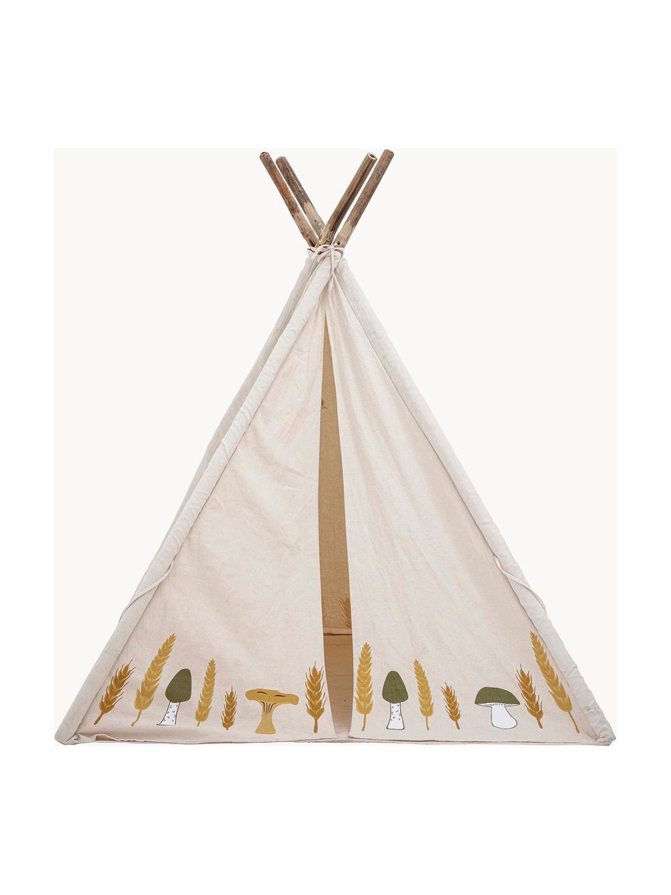 Kindertipi Millo van katoen, Frame: bamboe, Lichtbeige, B 110 x H 127 cm