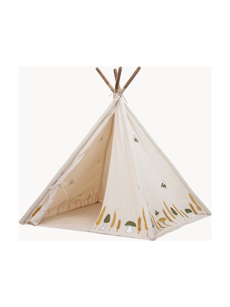 Kindertipi Millo van katoen, Frame: bamboe, Lichtbeige, B 110 x H 127 cm