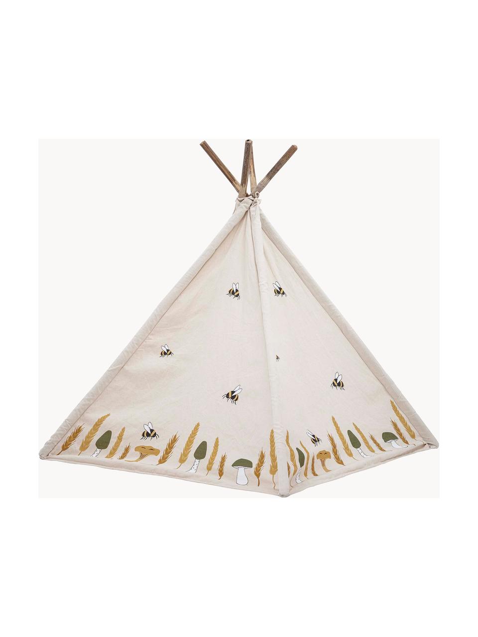 Kindertipi Millo van katoen, Frame: bamboe, Lichtbeige, B 110 x H 127 cm