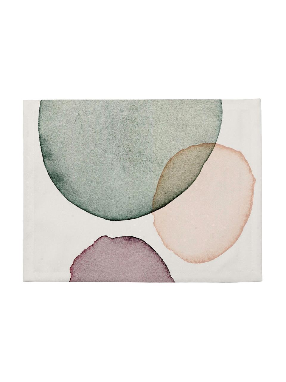 Podkładka Calm, 4 szt., Poliester, Biały, zielony, lila, odcienie łososiowego, S 35 x D 45 cm