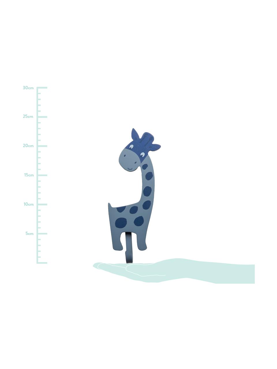 Gancio appendiabiti da parete Giraffa, Pannelli di fibra a media densità (MDF), metallo, Blu, Larg. 9 x Alt. 23 cm