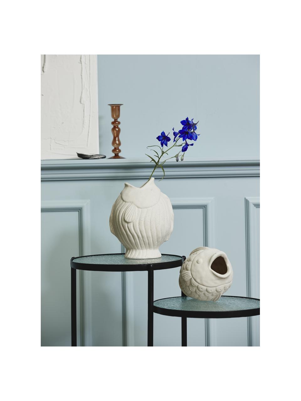 Design-Vase Ducie in Weiß, Steingut, Weiß, Ø 16 x H 20 cm