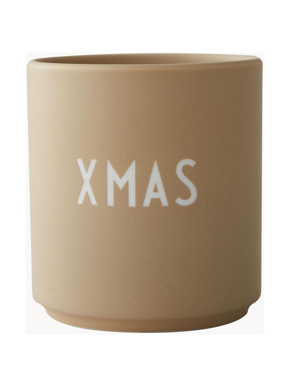 Design Becher Favourite XMAS mit Schriftzug, Fine Bone China (Porzellan)
 Fine Bone China ist ein Weichporzellan, das sich besonders durch seinen strahlenden, durchscheinenden Glanz auszeichnet., Beige (XMAS), Ø 8 x H 9 cm, 250 ml