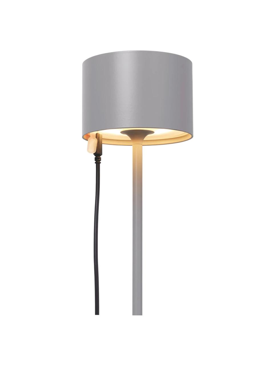 Mobile LED-Outdoor-Tischlampe Farol, dimmbar, Grau, Ø 11 x H 34 cm
