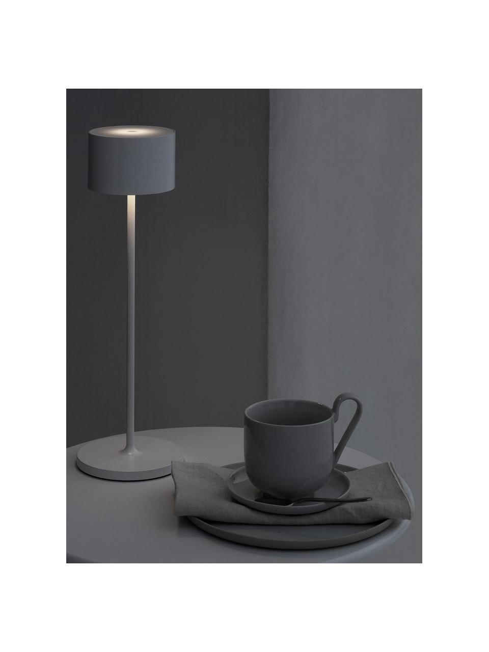 Mobiele LED outdoor tafellamp Farol, dimbaar, Lamp: gepoedercoat aluminium, Grijs, Ø 11 x H 34 cm