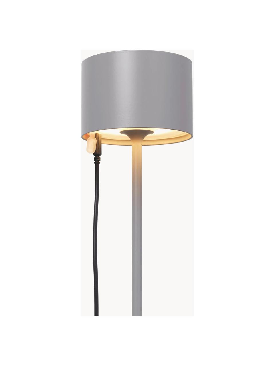 Mobiele LED outdoor tafellamp Farol, dimbaar, Lamp: gepoedercoat aluminium, Grijs, Ø 11 x H 34 cm