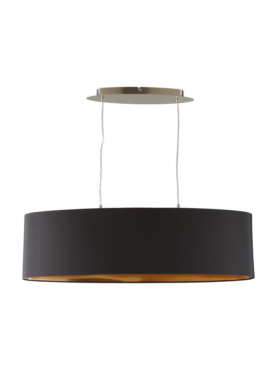 Ovale hanglamp Jamie, Fitting: vernikkeld metaal, Zwart, goudkleurig, B 78  x H 22 cm