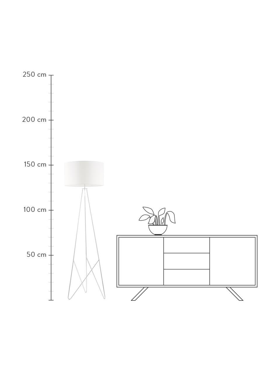 Lampada da terra color bianco/argento Jessica, Paralume: tessuto, Base della lampada: metallo cromato, Bianco, cromo, Ø 45 x Alt. 155 cm