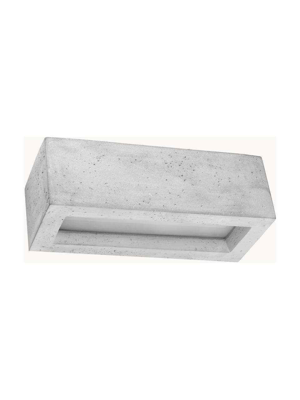 Handgemaakte wandspot Vega van beton, Lampenkap: beton, Diffuser: glas, Lichtgrijs, wit, B 30 x H 12 cm