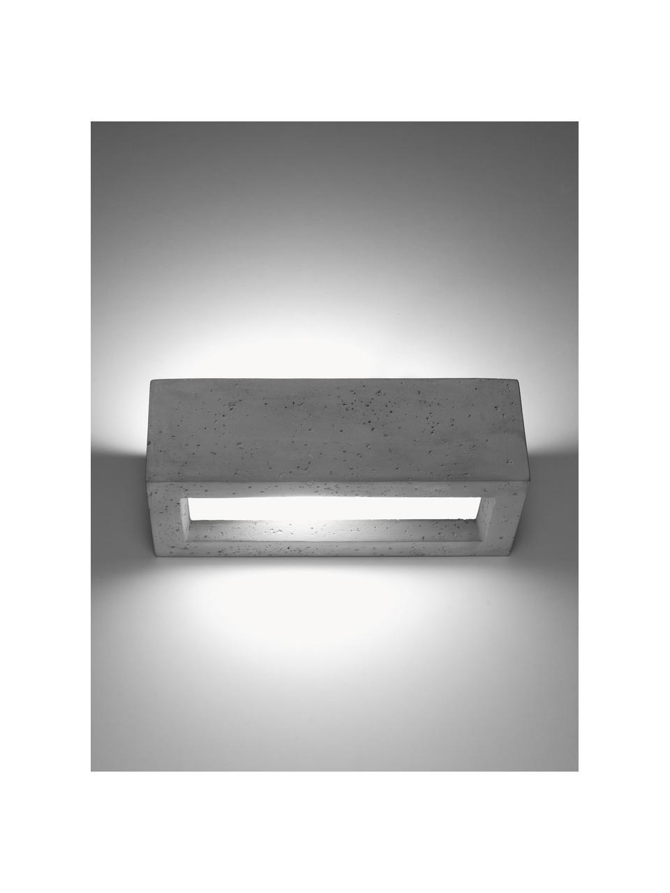 Handgemaakte wandspot Vega van beton, Lampenkap: beton, Diffuser: glas, Lichtgrijs, wit, B 30 x H 12 cm