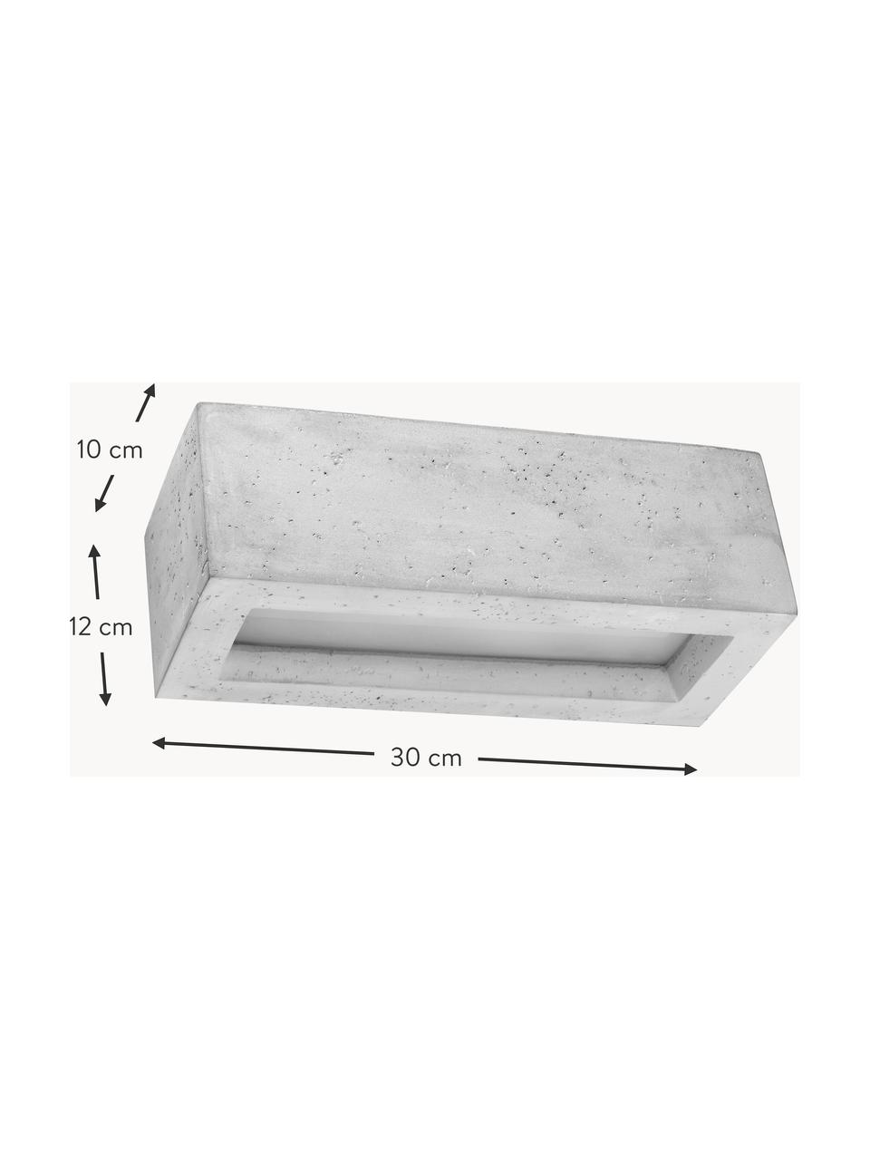 Handgemaakte wandspot Vega van beton, Lampenkap: beton, Diffuser: glas, Lichtgrijs, wit, B 30 x H 12 cm