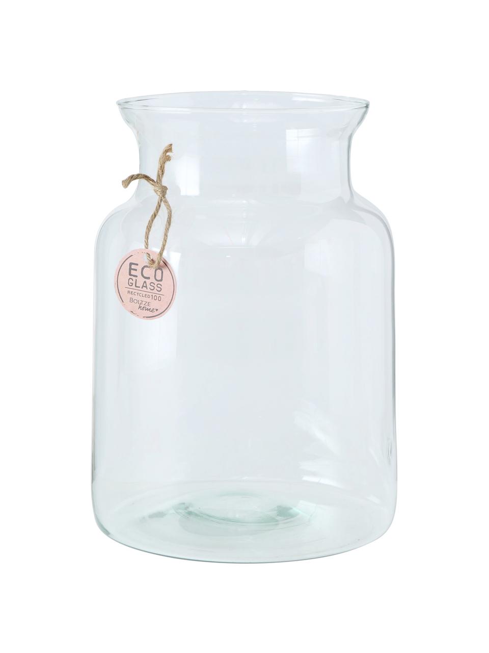 Ručne vyrobená váza z recyklovaného skla Eco, Priehľadná
