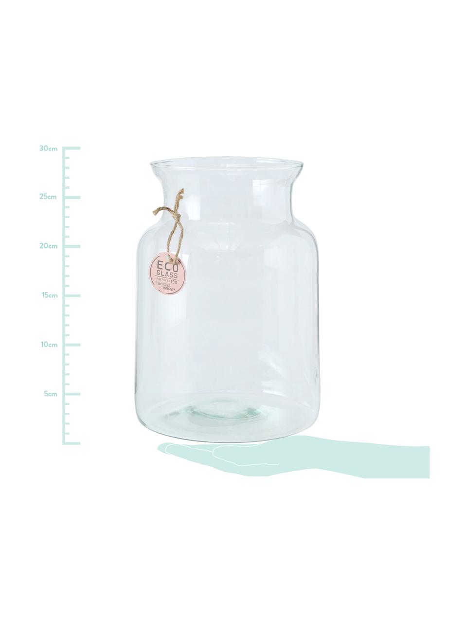 Handgefertigte Vase Eco aus recyceltem Glas, Recyceltes Glas, Transparent, Ø 19 x H 26 cm