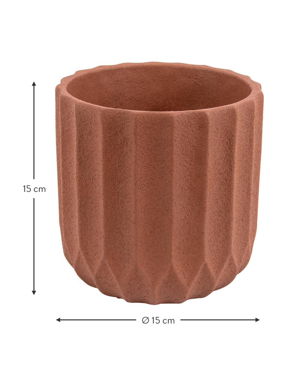 Übertopf Stripes aus Beton, Keramik, Braun, Ø 15 x H 15 cm
