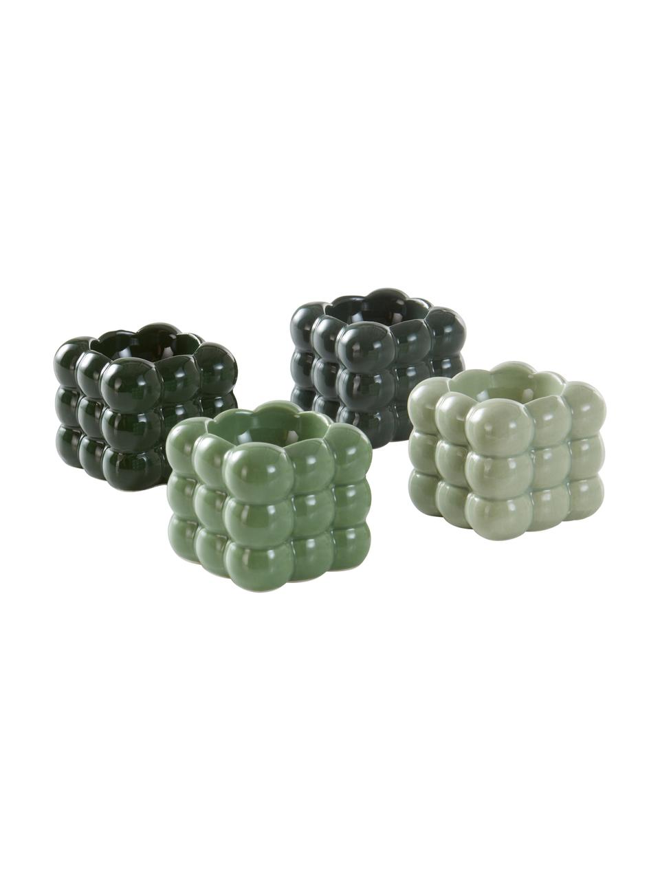Sada stojanů na vajíčka Bubbles, 4 díly, Dolomitový porcelán, Odstíny zelené, Š 6 cm, V 6 cm