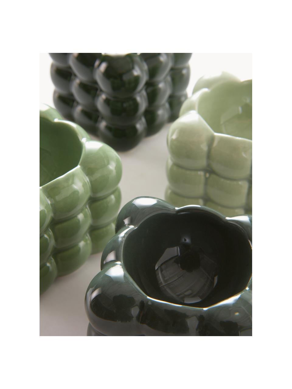 Soportes de huevo Bubbles, 4 uds., Porcelana Dolomita, Tonos verdes, An 6 x Al 6 cm