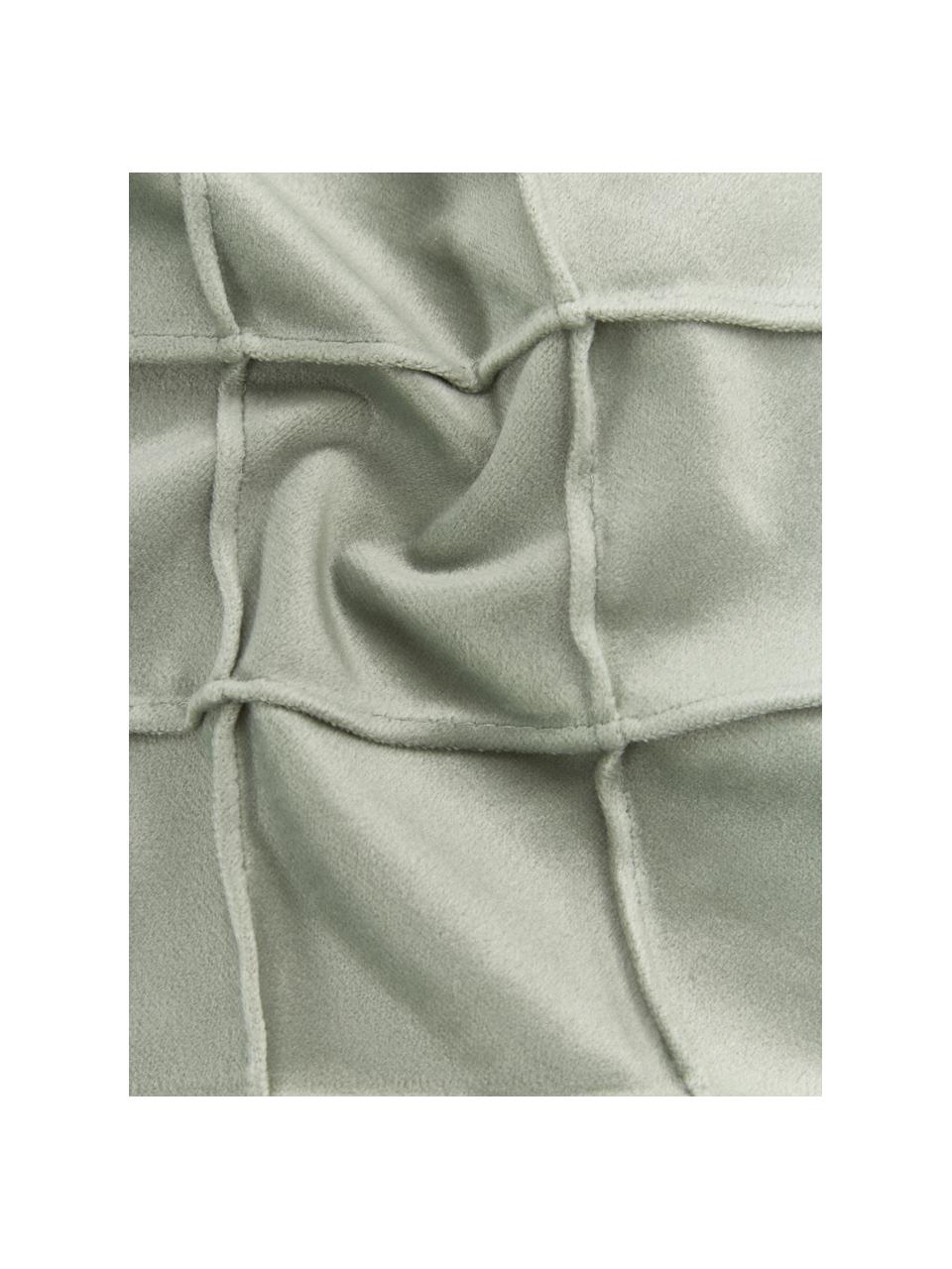 Fluwelen kussenhoes Luka in saliegroen met structuur-ruitpatroon, Fluweel (100% polyester), Saliegroen, B 50 x L 50 cm