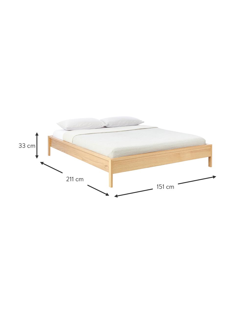 Dřevěná postel bez čela Tammy, Dřevo s dubovou dýhou, Dubové dřevo, Š 160 cm, D 200 cm
