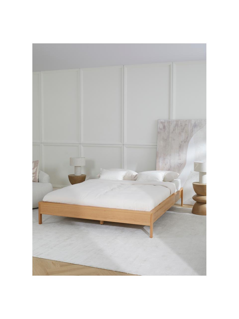 Houten bed Tammy zonder hoofdeinde, Hout met eikenhoutfineer, Eikenhout, B 160 x L 200 cm
