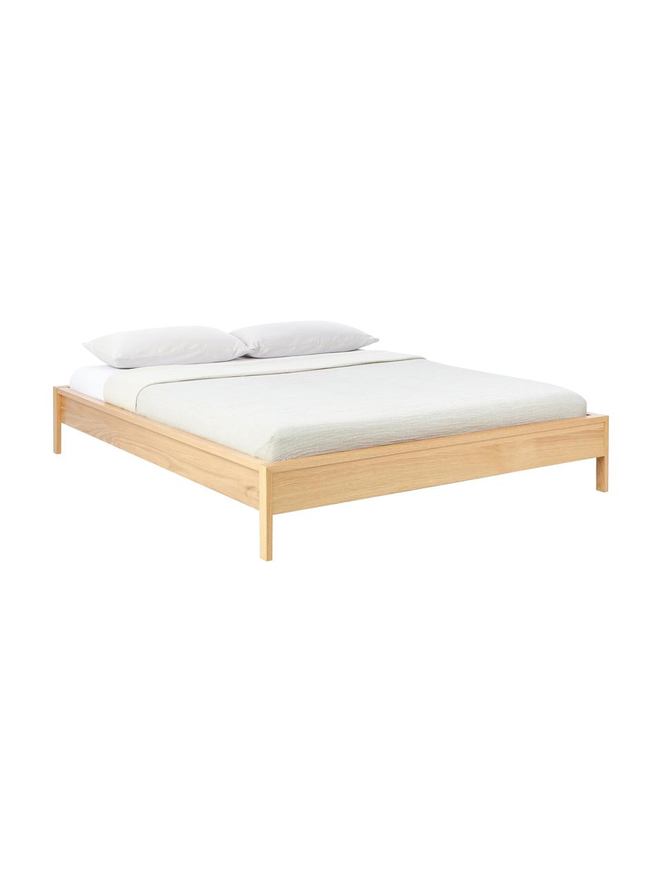 Letto in legno Tammy, Legno con rivestimento in legno di quercia, Legno di quercia, Larg. 180 x Lung. 200 cm