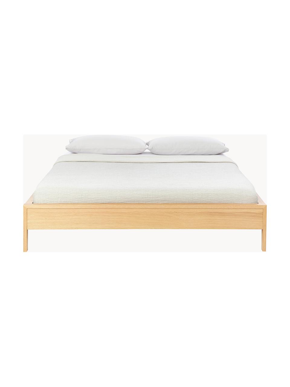 Cama de madera Tammy, Madera chapada en roble, Madera de roble, An 180 x L 200 cm