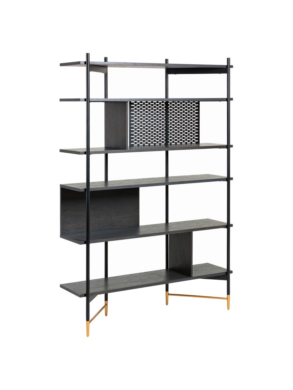 Offenes Standregal Shelving in Schwarz, Gestell: Metall, lackiert, Schwarz, 120 x 177 cm