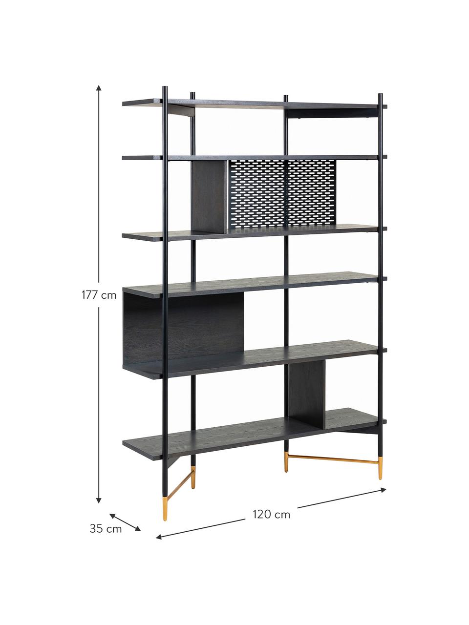 Offenes Standregal Shelving in Schwarz, Gestell: Metall, lackiert, Schwarz, 120 x 177 cm