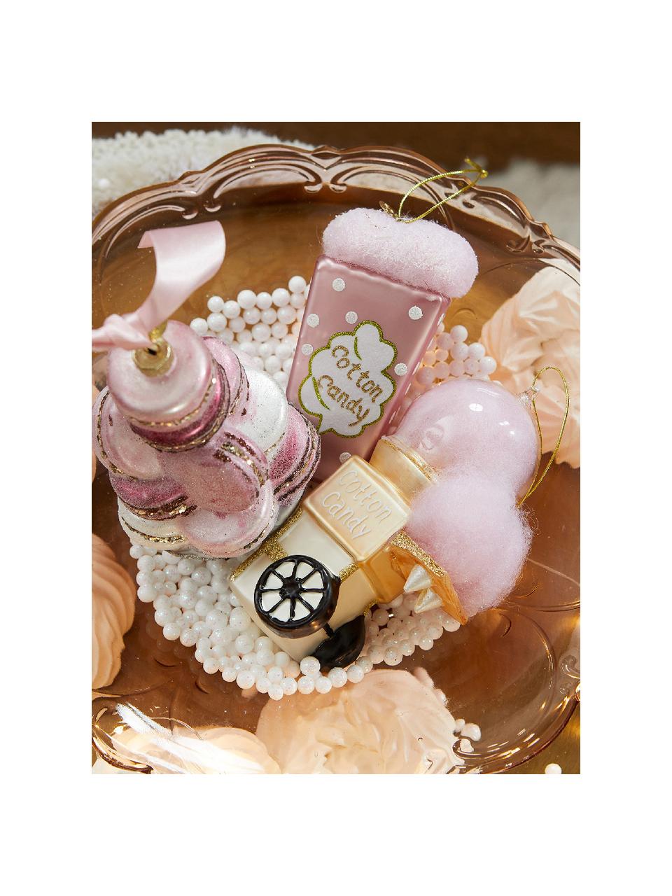 Baumanhänger Cotton Candy, 2er-Set, Glas, Rosatöne, Goldfarben, B 8 x H 14 cm