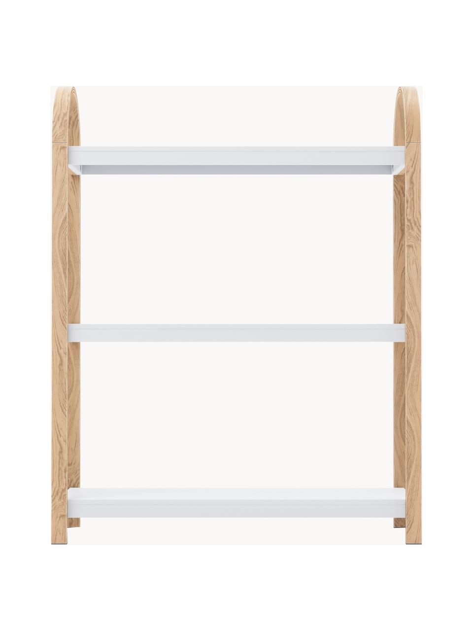 Estantería Bellwood, Estructura: madera, Estante: metal recubierto, Blanco, madera clara, An 72 x Al 90 cm