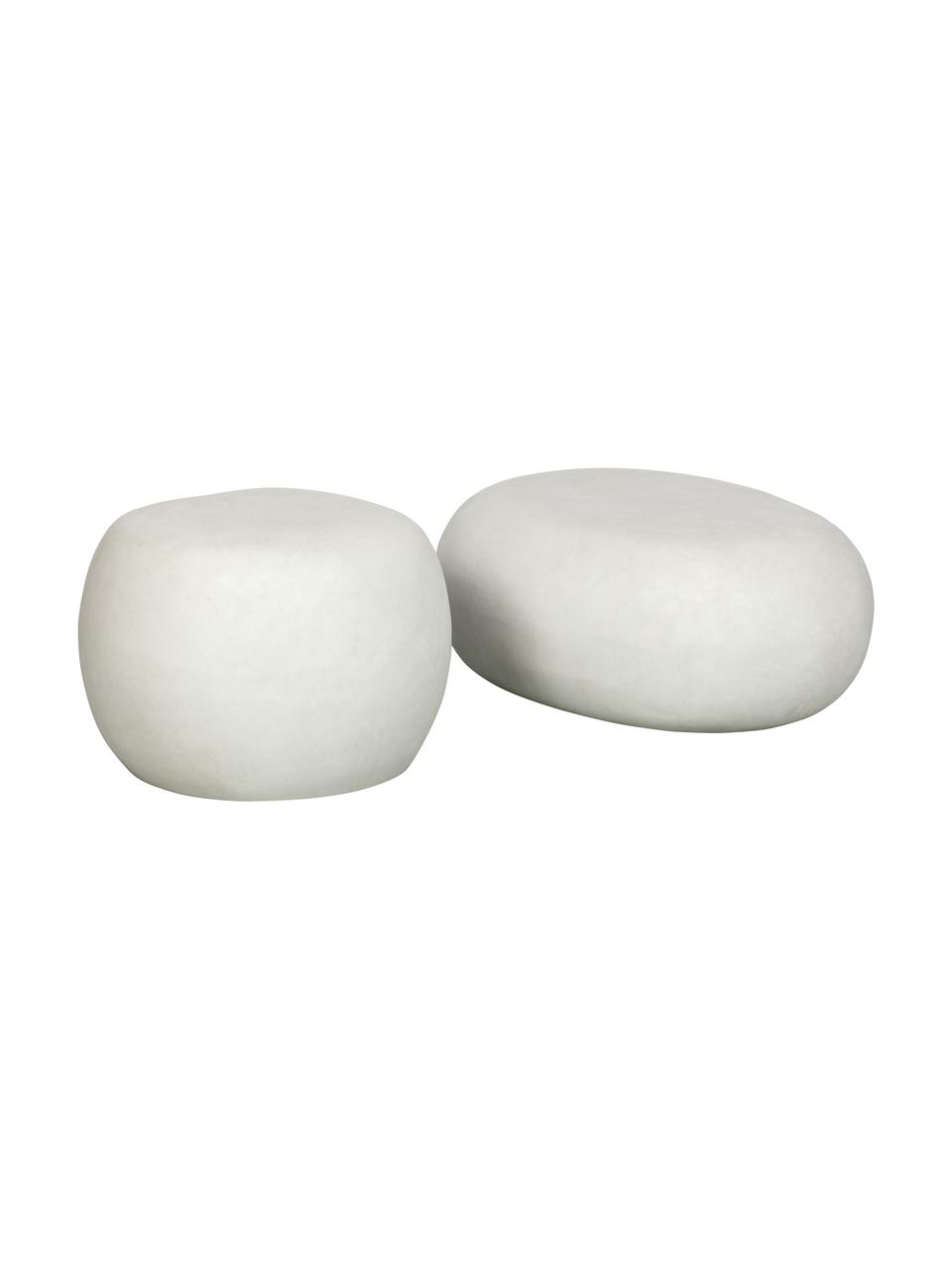 Mesa de centro ovalada para exterior Pebble, Arcilla de fibra, Blanco, An 65 x Al 31 cm