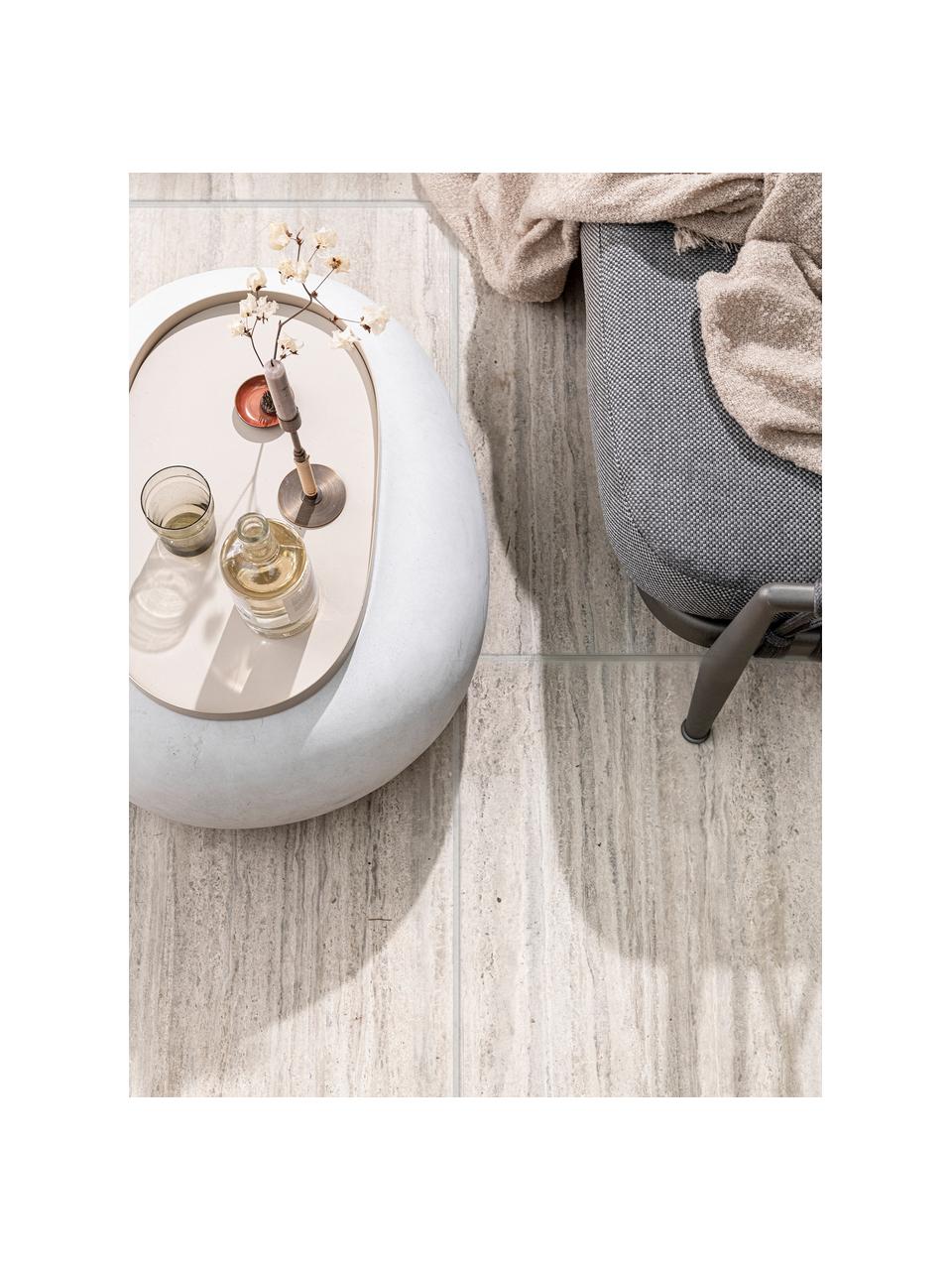 Oválný konferenční stolek Pebble, Vláknitá hlína, Bílá, Š 65 cm, V 31 cm
