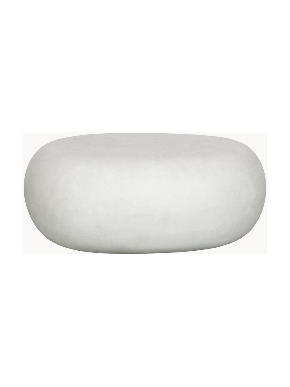 Garten-Couchtisch Pebble in organischer Form, Faserton, Weiß, Beton-Optik, Ø 65 x H 31 cm