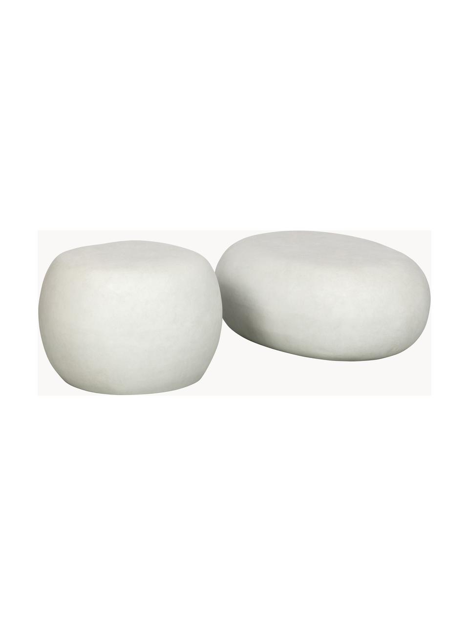 Garten-Couchtisch Pebble in organischer Form, Faserton, Weiß, Beton-Optik, Ø 65 x H 31 cm