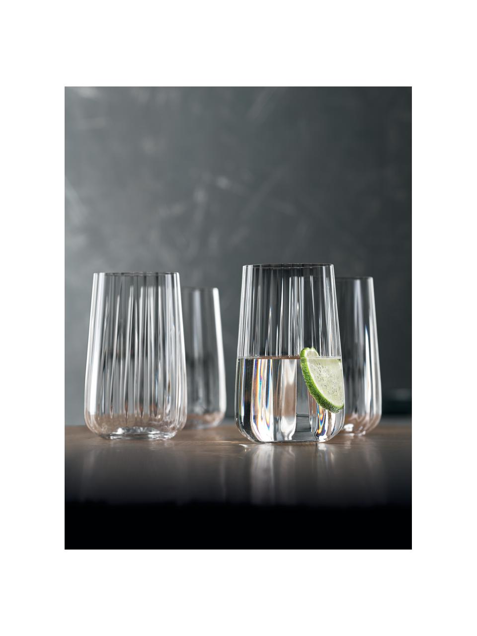 Kristall-Longdrinkgläser Life Style, 4 Stück, Kristallglas, Transparent, Ø 8 x H 13 cm, 510 ml