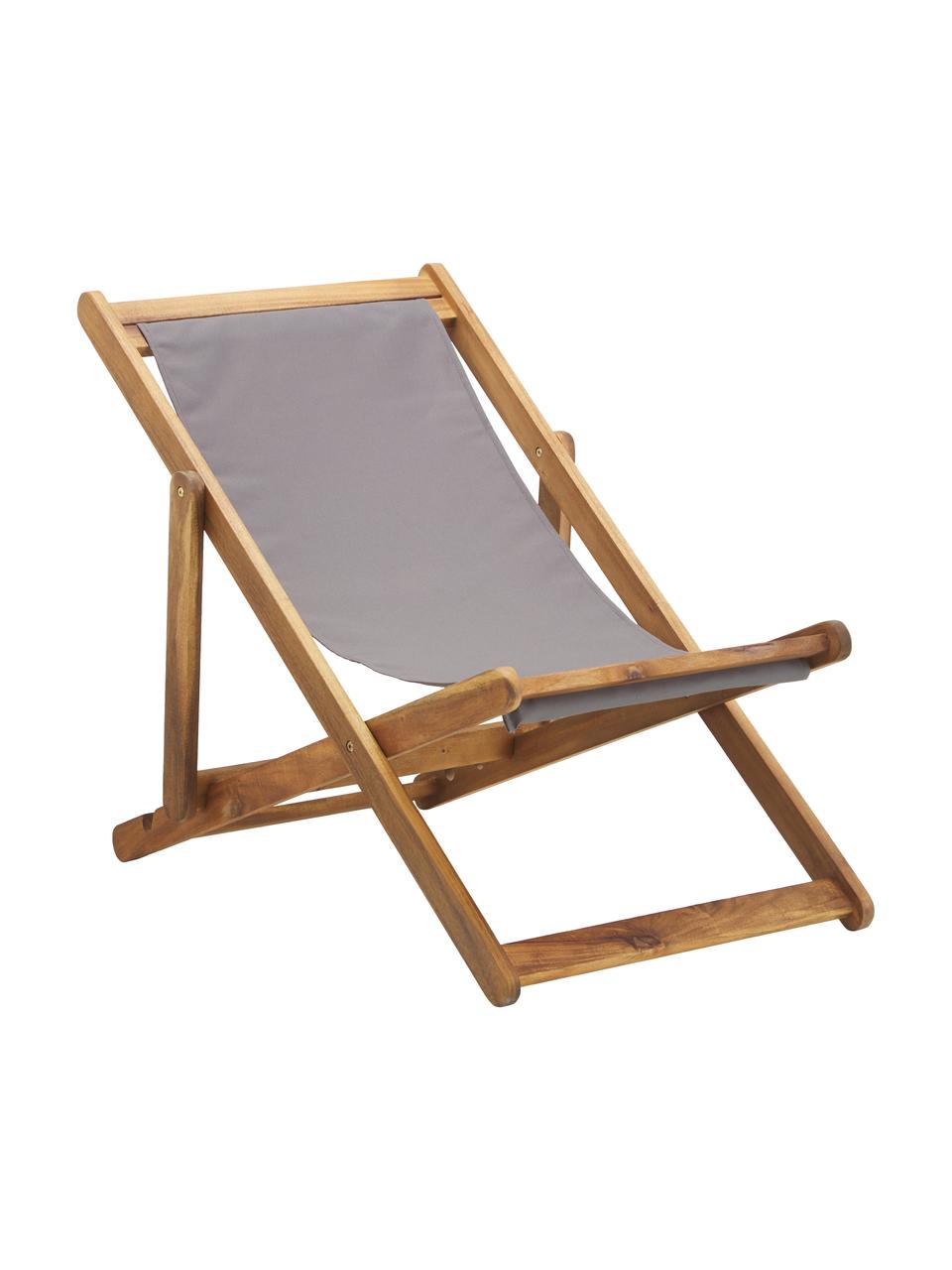 Transat pliable en bois Zoe, Gris, larg. 59 x prof. 91 cm