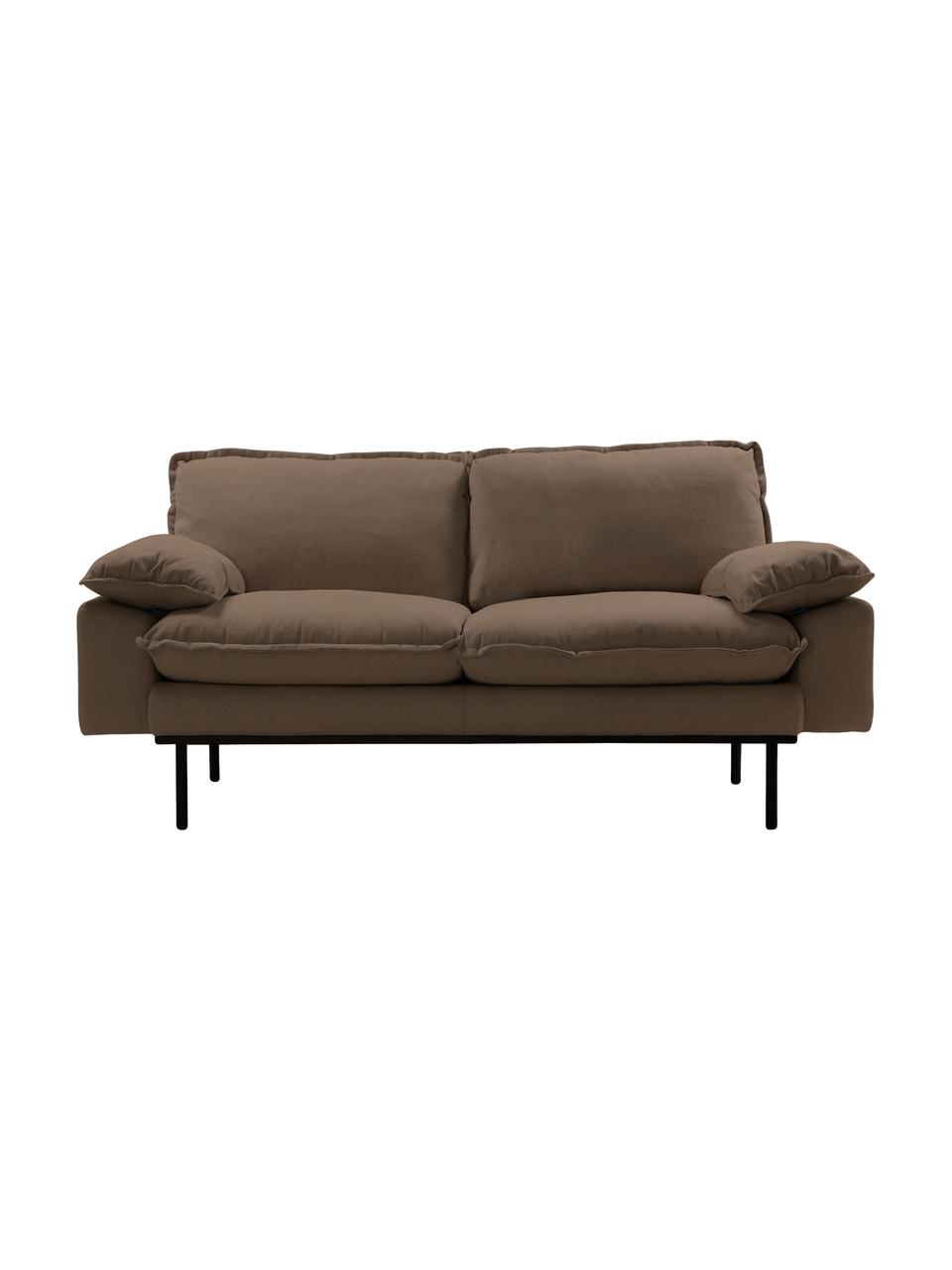 Sofa Magnolia (2-Sitzer) mit Metall-Füßen, Bezug: 63% Baumwolle, 37% Leinen, Füße: Metall, pulverbeschichtet, Stoff Braun, B 175 x T 94 cm