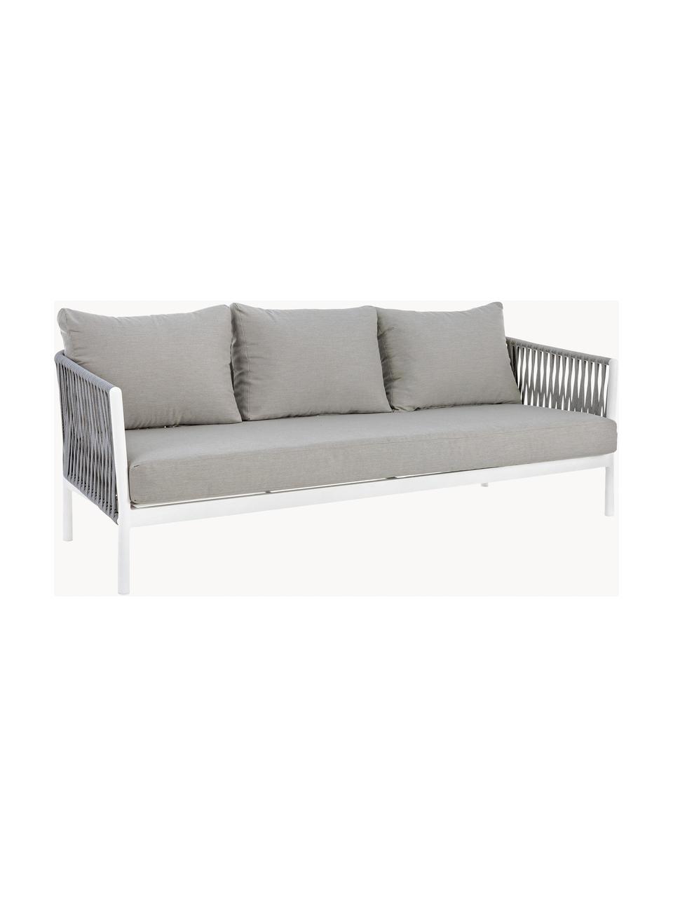 Canapé lounge de jardin Florencia (3 places), Tissu gris, blanc, larg. 220 x prof. 85 cm