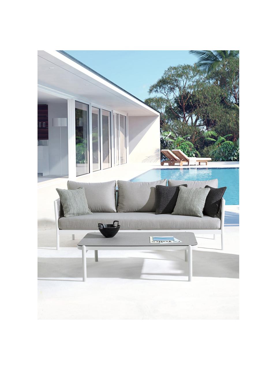 Tuin loungebank Florencia (3-zits), Frame: gepoedercoat aluminium, Zitvlak: polyester, Geweven stof grijs, wit, B 220 x D 85 cm