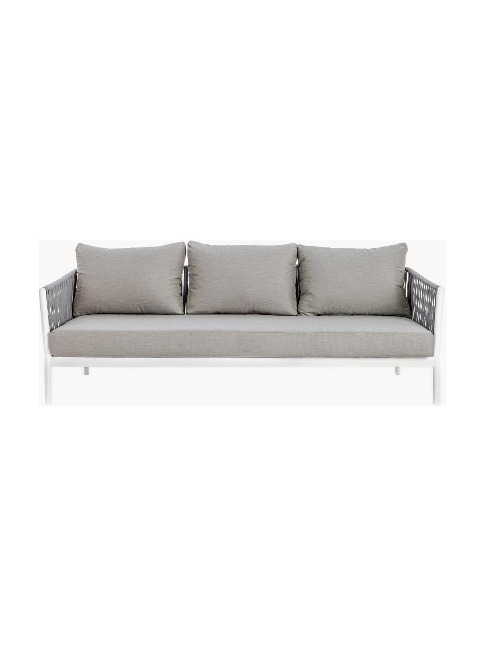 Tuin loungebank Florencia (3-zits), Frame: gepoedercoat aluminium, Zitvlak: polyester, Geweven stof grijs, wit, B 220 x D 85 cm