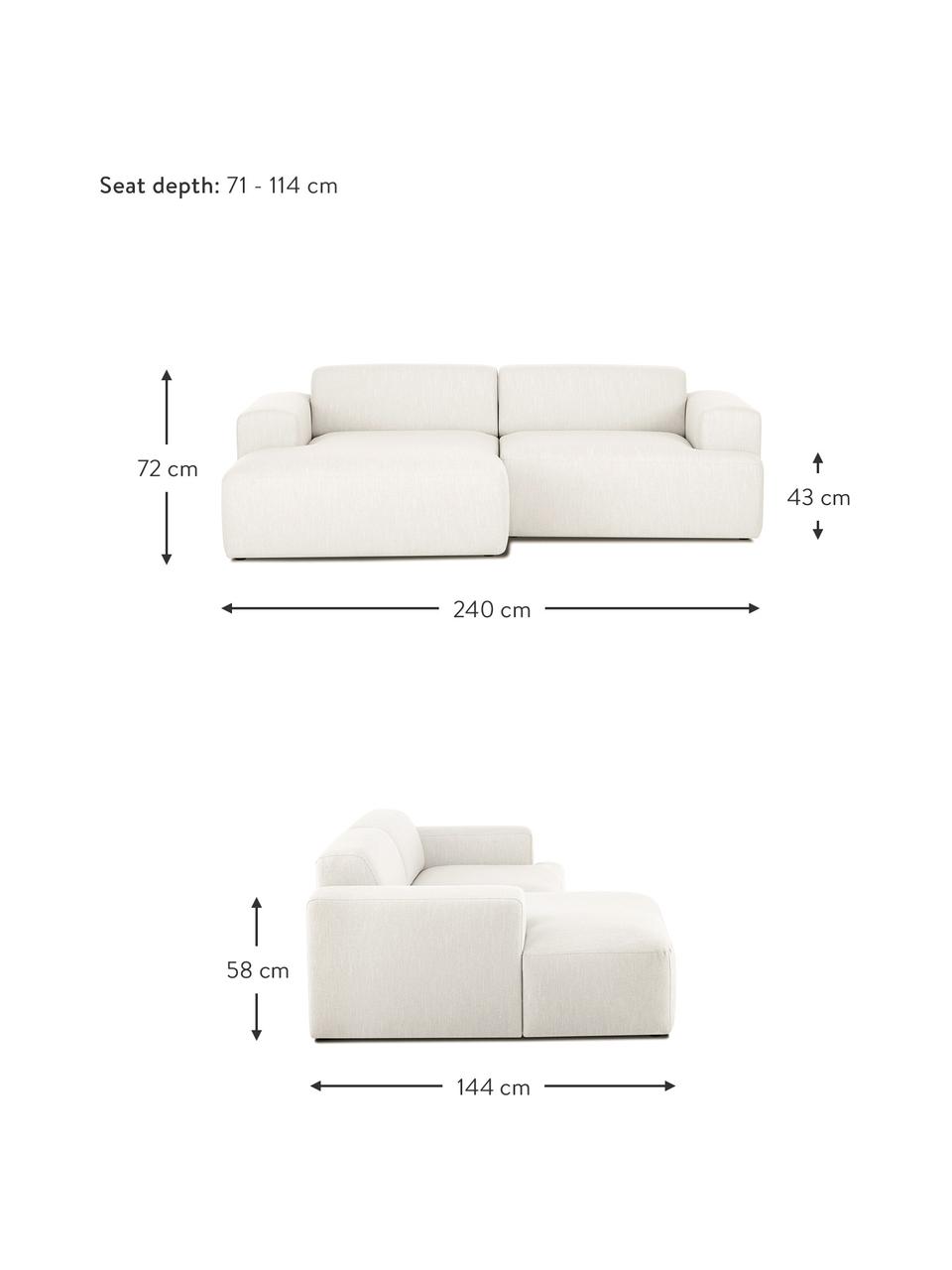 Ecksofa Melva (3-Sitzer) in Beige, Bezug: Polyester Der hochwertige, Gestell: Massives Kiefernholz, Spa, Füße: Kiefernholz Die Füße befi, Webstoff Beige, B 240 x T 144 cm