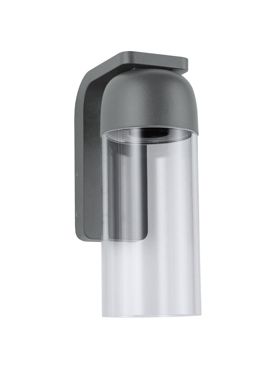 Außenwandleuchte Lantea mit Glasschirm, Lampenschirm: Glas, Transparent, Grau, B 9 x T 14 cm