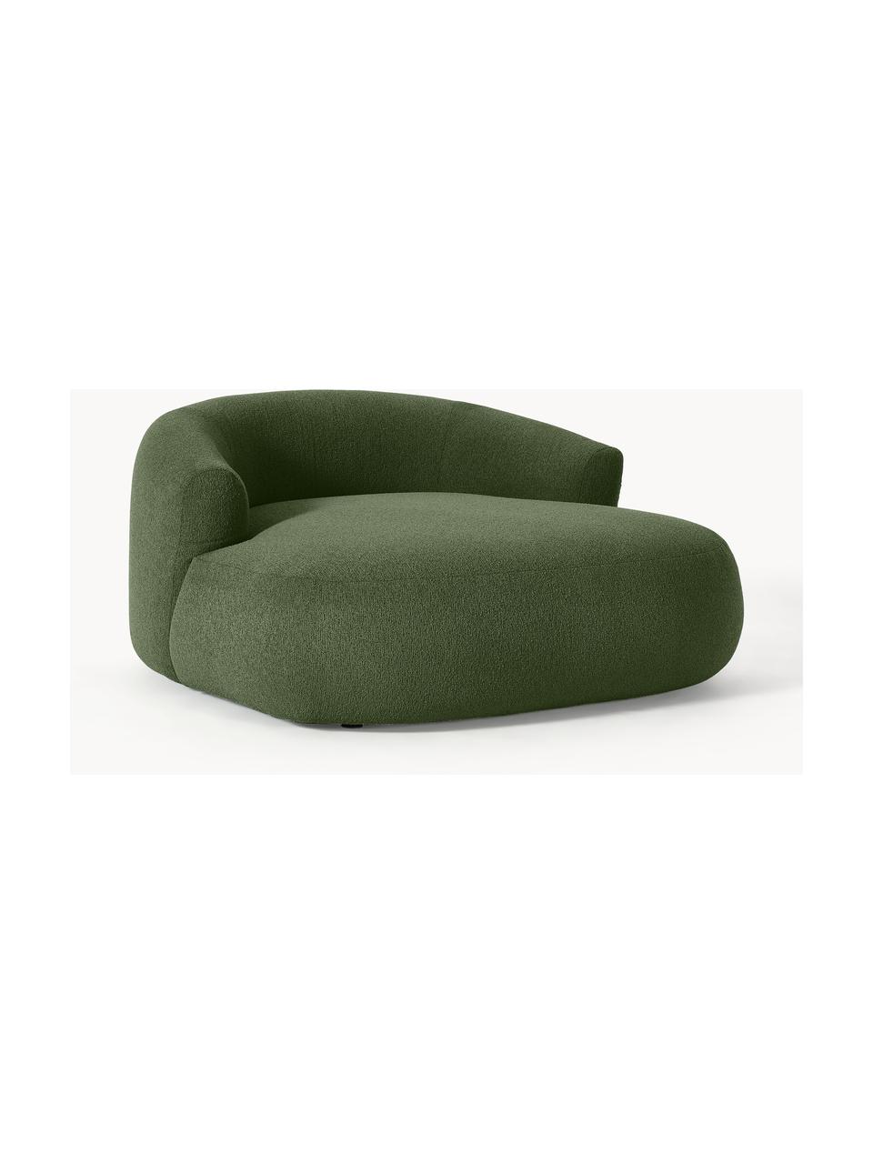 Poltrona lounge XL in bouclé Sofia, Rivestimento: bouclé (100% poliestere) , Struttura: legno di abete rosso, tru, Piedini: plastica Questo prodotto , Bouclé verde scuro, Larg. 145 x Prof. 144 cm