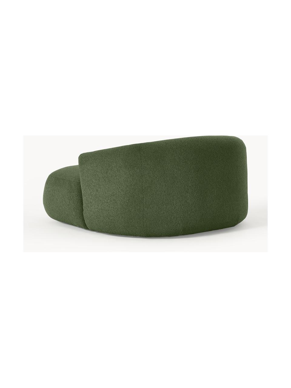 Sillón lounge grande en tejido bouclé Sofia, Tapizado: tejido bouclé (100% polié, Estructura: madera de abeto, tablero , Patas: plástico Este producto es, Bouclé verde oscuro, An 145 x F 144 cm