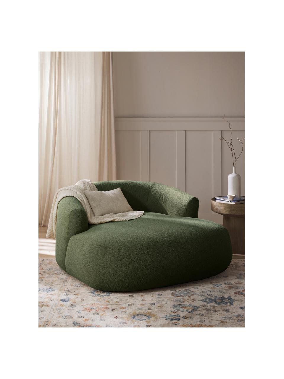 Fauteuil lounge bouclé XL Sofia, Bouclé vert foncé, larg. 140 x prof. 140 cm