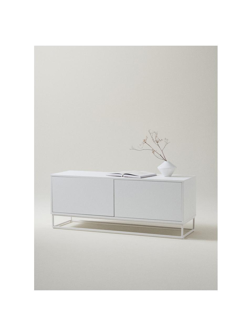 Mueble TV Lyckeby, Estructura: tablero de fibras de dens, Patas: metal con pintura en polv, Blanco, An 140 x Al 54 cm