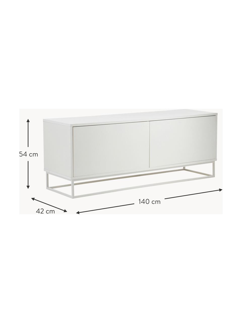 Mueble TV Lyckeby, Estructura: tablero de fibras de dens, Patas: metal con pintura en polv, Blanco, An 140 x Al 54 cm