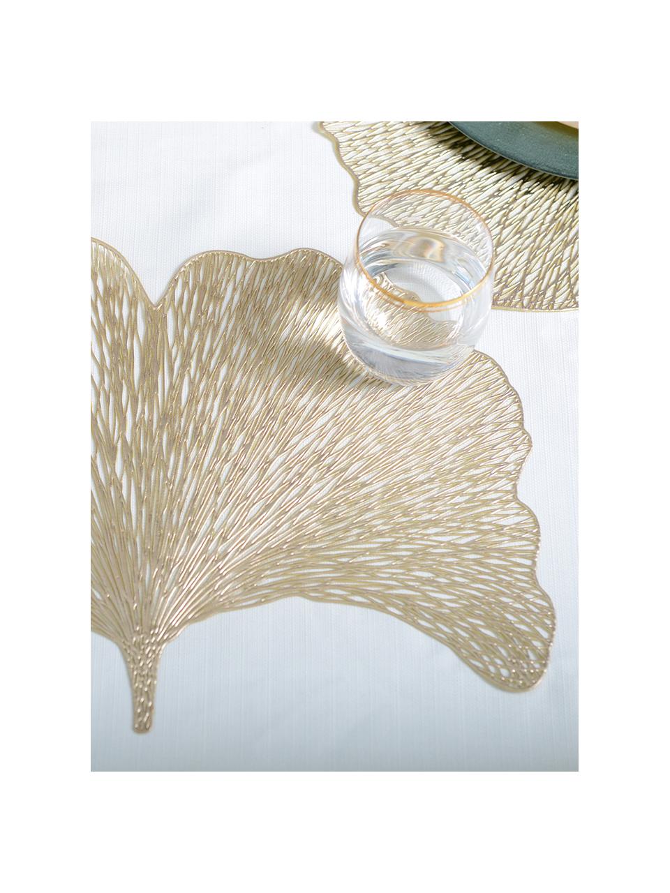 Goldene Kunststoff-Tischsets Ginkgo in Blattform, 2 Stück, Kunststoff, Goldfarben, B 30 x L 44 cm